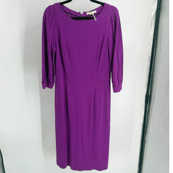 Boden Dresses & Skirts - Boden Purple Jersey Fit & Flare Midi Dress 3/4 Sleeve Scoop Neck US 10R Solid 10